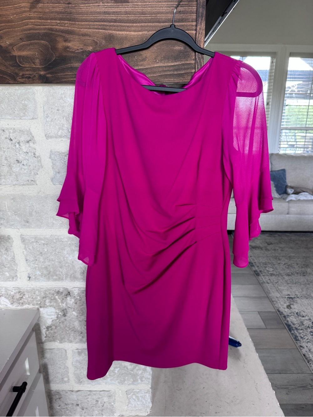 Jessica Howard Fuchsia Midi Dress with Draped Bodice